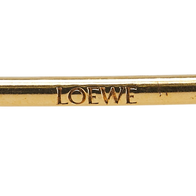 ロエベ メカノピン ブローチ ゴールド パープル メッキ レザー レディース LOEWE 【中古】