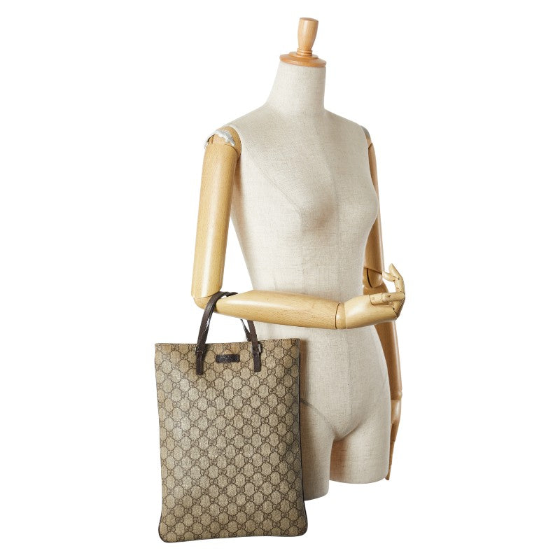 グッチ GGスプリーム ハンドバッグ トートバッグ 117551 ブラウン PVC レザー レディース GUCCI 【中古】