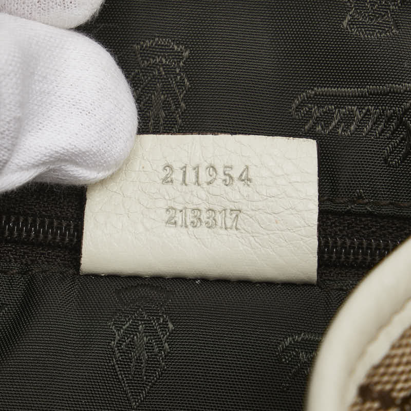 グッチ GGキャンバス ハンドバッグ トートバッグ 211954 ベージュ ホワイト キャンバス レザー レディース GUCCI 【中古】