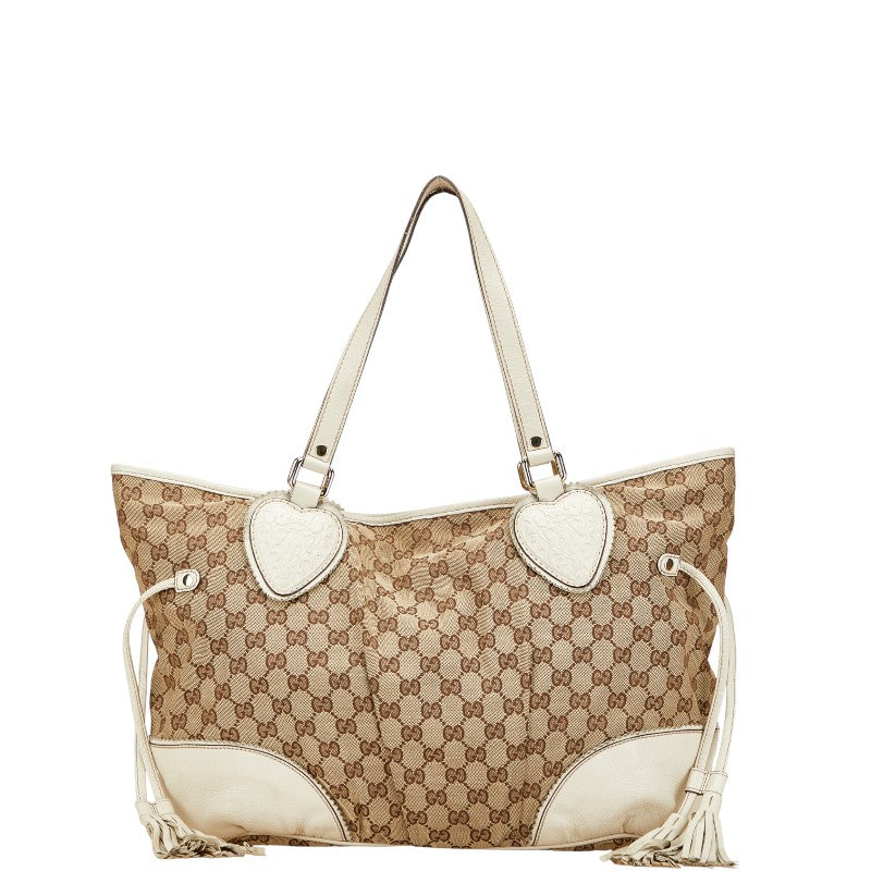 グッチ GGキャンバス ハンドバッグ トートバッグ 211954 ベージュ ホワイト キャンバス レザー レディース GUCCI 【中古】