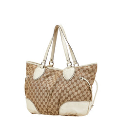 グッチ GGキャンバス トートバッグ ショルダーバッグ 211954 ベージュ ホワイト キャンバス レザー レディース GUCCI 【中古】