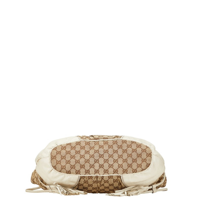 グッチ GGキャンバス ハンドバッグ トートバッグ 211954 ベージュ ホワイト キャンバス レザー レディース GUCCI 【中古】