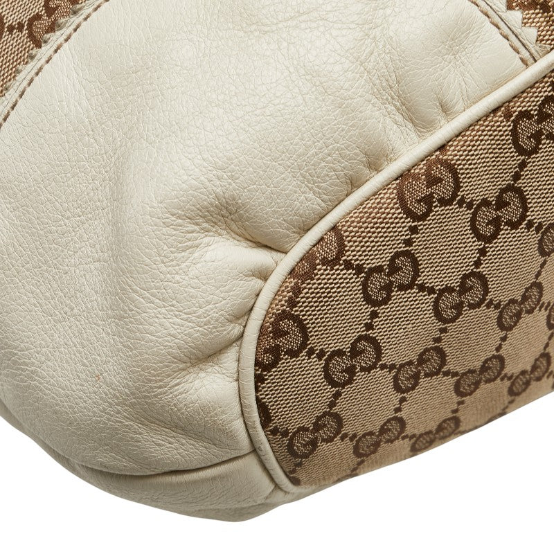グッチ GGキャンバス ハンドバッグ トートバッグ 211954 ベージュ ホワイト キャンバス レザー レディース GUCCI 【中古】