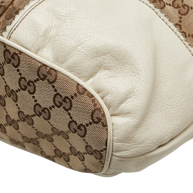 グッチ GGキャンバス ハンドバッグ トートバッグ 211954 ベージュ ホワイト キャンバス レザー レディース GUCCI 【中古】