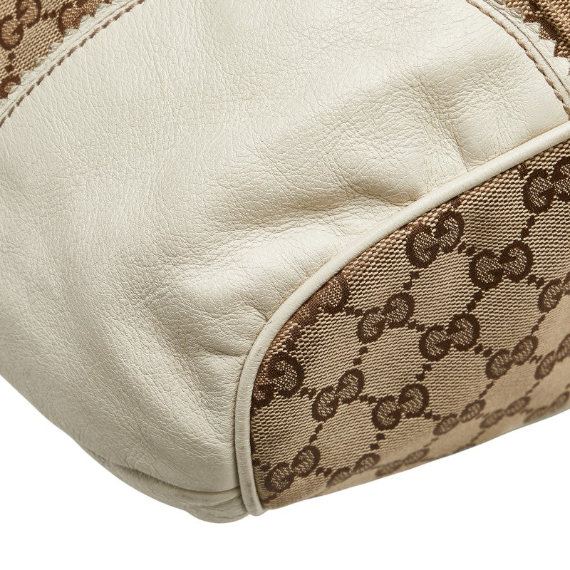 グッチ GGキャンバス ハンドバッグ トートバッグ 211954 ベージュ ホワイト キャンバス レザー レディース GUCCI 【中古】