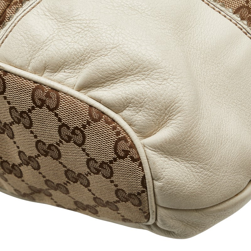 グッチ GGキャンバス ハンドバッグ トートバッグ 211954 ベージュ ホワイト キャンバス レザー レディース GUCCI 【中古】