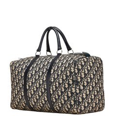 ディオール トロッター ボストンバッグ ネイビー ベージュ キャンバス レザー レディース Dior 【中古】