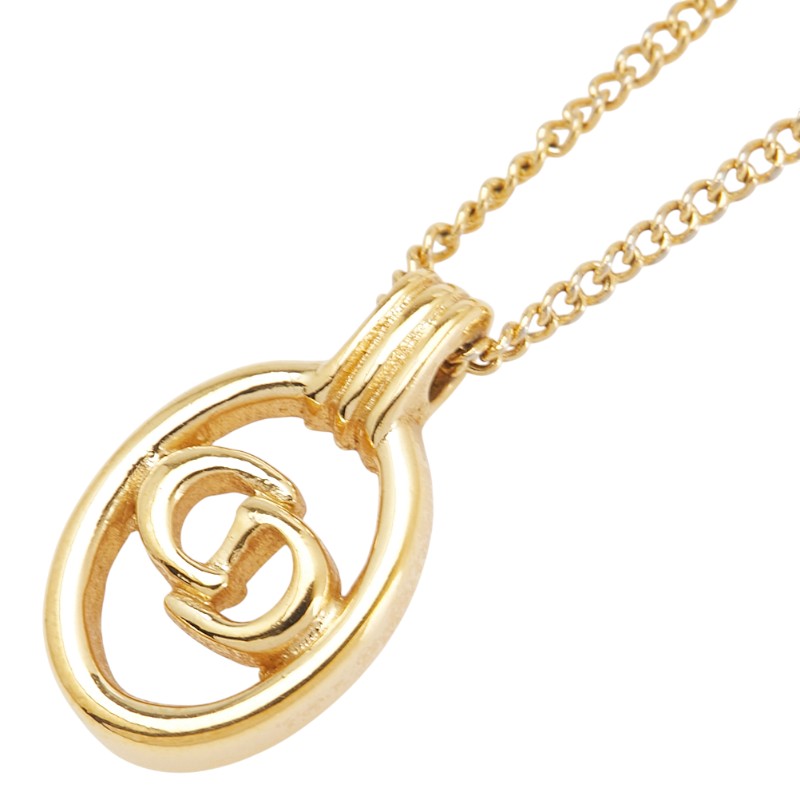 ディオール CDロゴ ペンダントネックレス ゴールド メッキ レディース Dior 【中古】