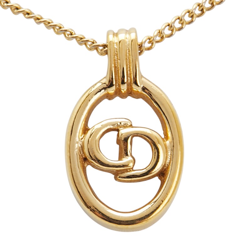 ディオール CDロゴ ペンダントネックレス ゴールド メッキ レディース Dior 【中古】