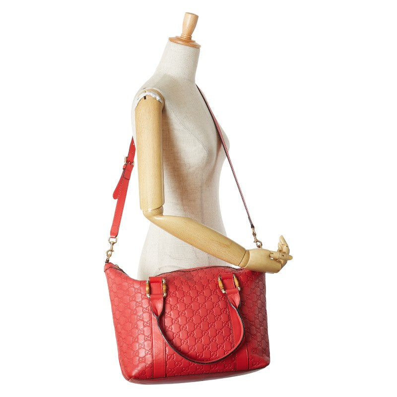 グッチ グッチシマ バンブー トートバッグ ショルダーバッグ 2WAY 339548 レッド レザー レディース GUCCI 【中古】