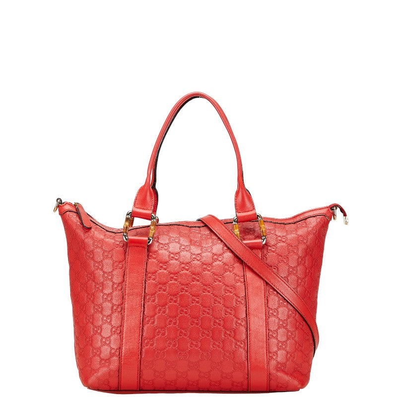 グッチ グッチシマ バンブー トートバッグ ショルダーバッグ 2WAY 339548 レッド レザー レディース GUCCI 【中古】