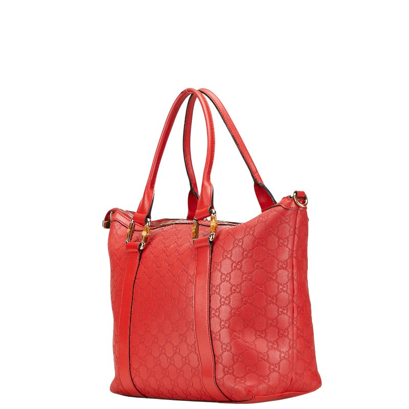 グッチ グッチシマ バンブー トートバッグ ショルダーバッグ 2WAY 339548 レッド レザー レディース GUCCI 【中古】