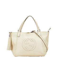 グッチ ソーホー ハンドバッグ ショルダーバッグ 2WAY 369176 ベージュ アイボリー レザー レディース GUCCI 【中古】