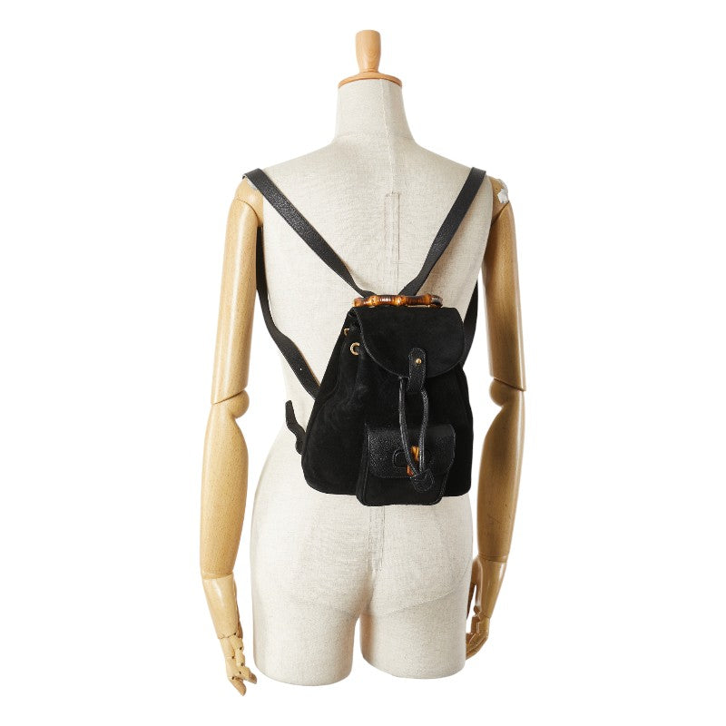 グッチ バンブー リュック バックパック 003.1705.0030 ブラック スウェード レザー レディース GUCCI 【中古】