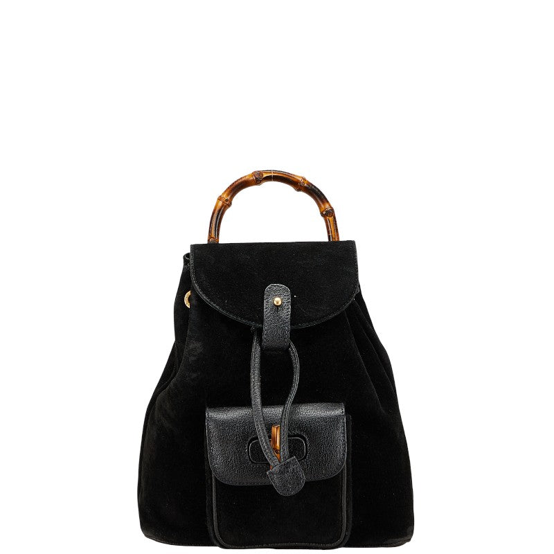 グッチ バンブー リュック バックパック 003.1705.0030 ブラック スウェード レザー レディース GUCCI 【中古】