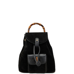 グッチ バンブー リュック バックパック 003.1705.0030 ブラック スウェード レザー レディース GUCCI 【中古】