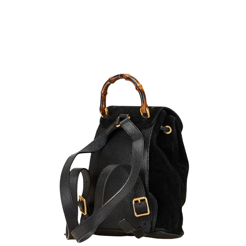 グッチ バンブー リュック バックパック 003.1705.0030 ブラック スウェード レザー レディース GUCCI 【中古】