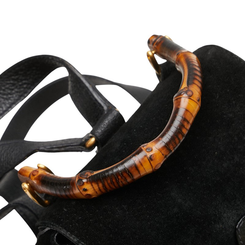 グッチ バンブー リュック バックパック 003.1705.0030 ブラック スウェード レザー レディース GUCCI 【中古】