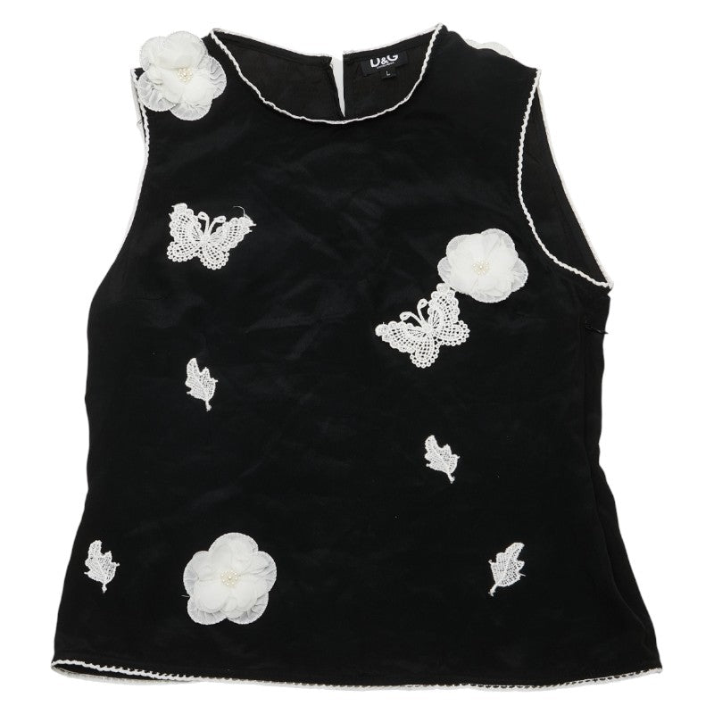 ドルチェアンドガッバーナ レース ブラウス ノースリーブ サイズ：L ブラック ホワイト シルク レディース DOLCE&GABBANA 【中古】