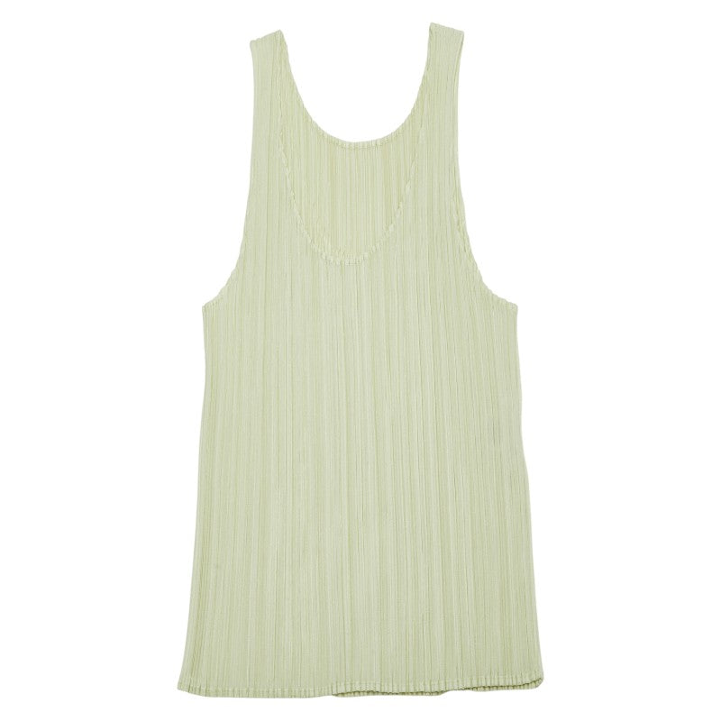 イッセイミヤケ プリーツ タンクトップ ライトグリーン ポリエステル レディース ISSEY MIYAKE 【中古】