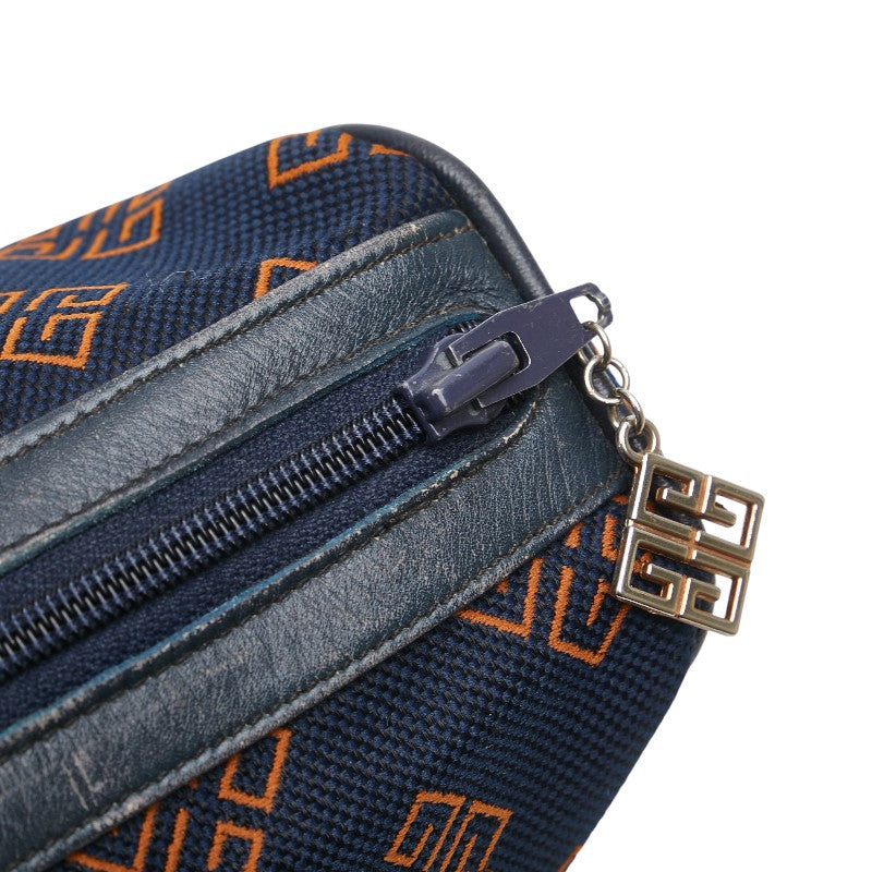 ジバンシー ロゴ ハンドバッグ ミニボストンバッグ ネイビー キャンバス レザー レディース Givenchy 【中古】