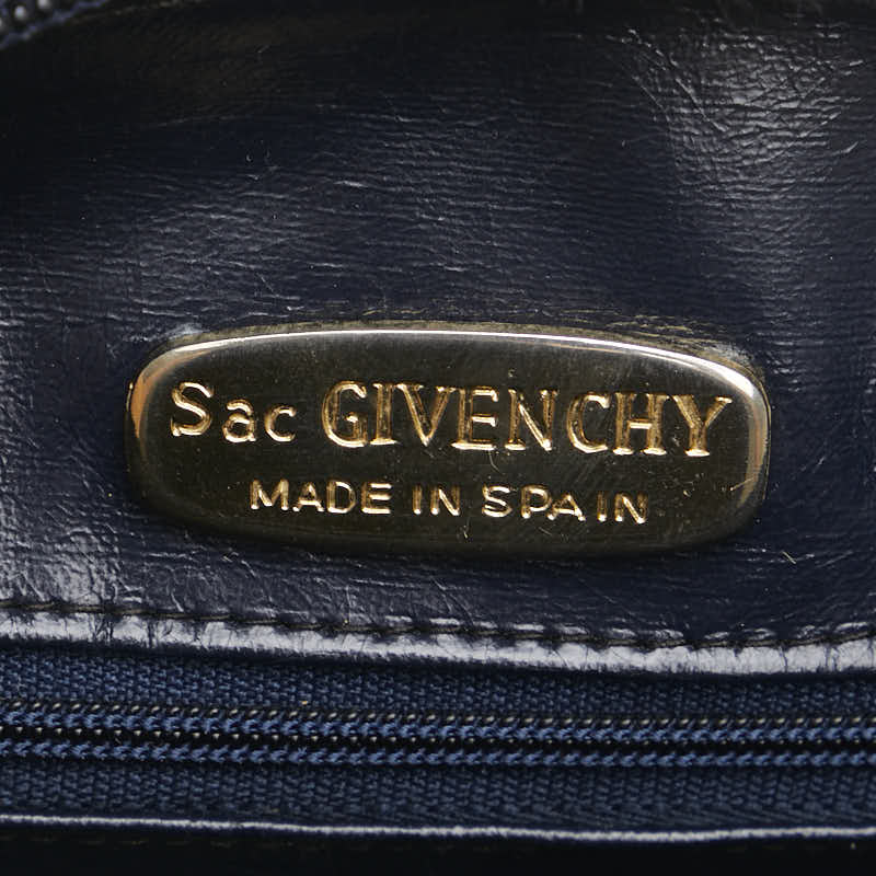 ジバンシー ロゴ ハンドバッグ ミニボストンバッグ ネイビー キャンバス レザー レディース Givenchy 【中古】