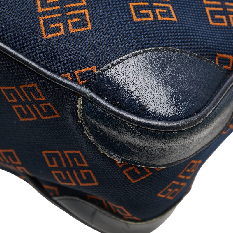 ジバンシー ロゴ ハンドバッグ ミニボストンバッグ ネイビー キャンバス レザー レディース Givenchy 【中古】