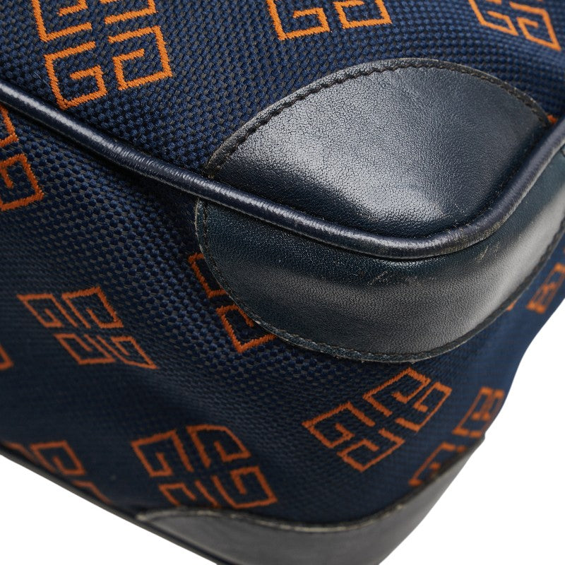 ジバンシー ロゴ ハンドバッグ ミニボストンバッグ ネイビー キャンバス レザー レディース Givenchy 【中古】