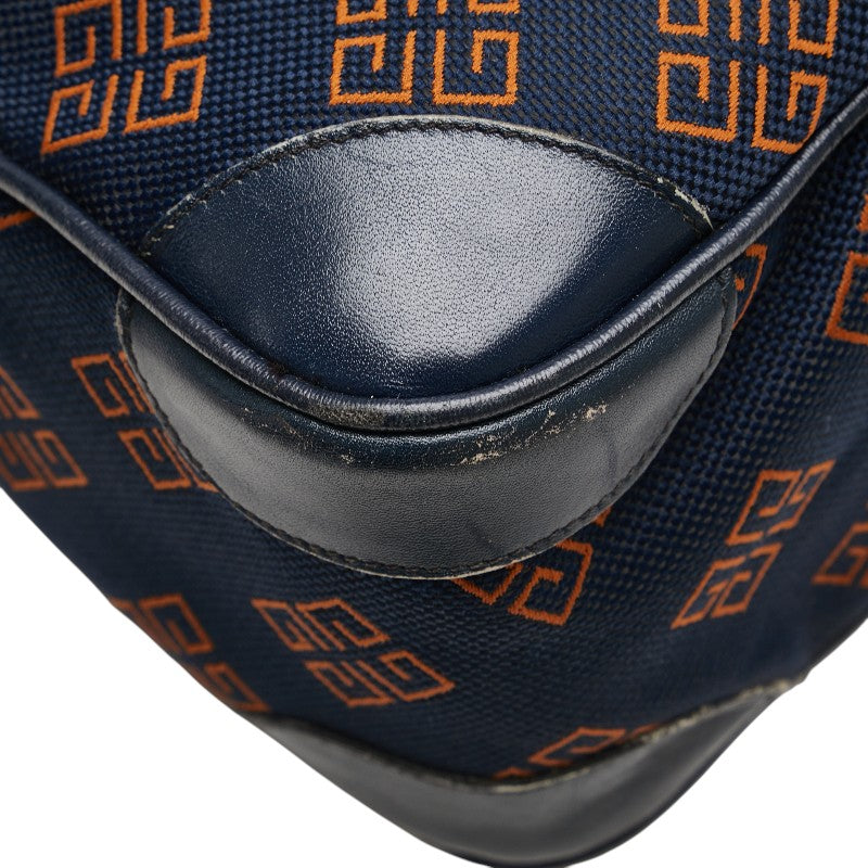 ジバンシー ロゴ ハンドバッグ ミニボストンバッグ ネイビー キャンバス レザー レディース Givenchy 【中古】
