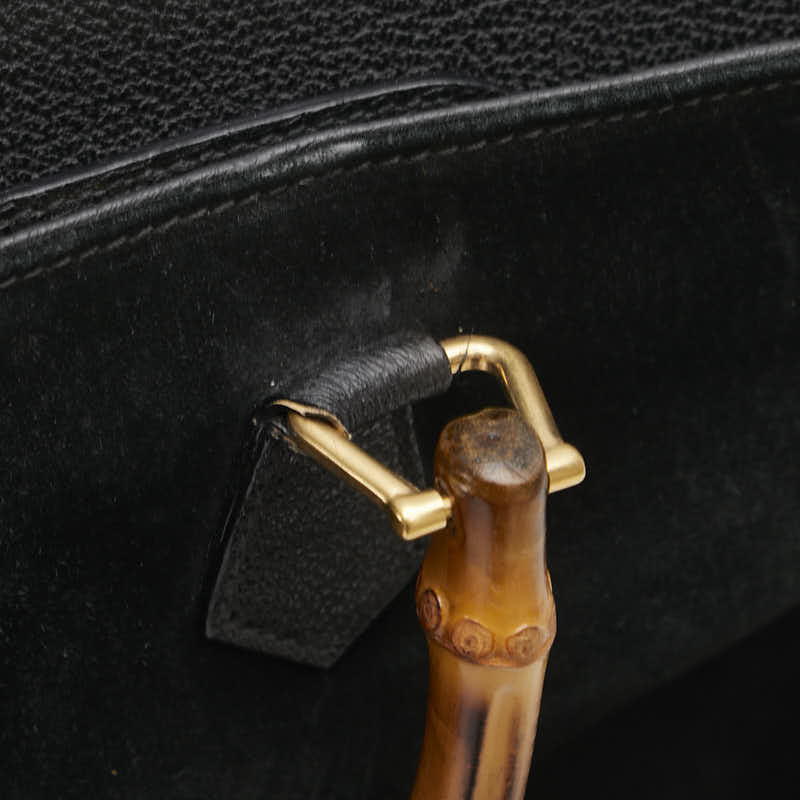 グッチ バンブー トートバッグ ショルダーバッグ 2WAY 002.2855.0322.0 ブラック スウェード レザー レディース GUCCI 【中古】