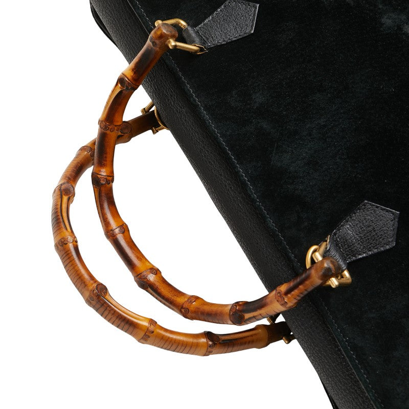 グッチ バンブー トートバッグ ショルダーバッグ 2WAY 002.2855.0322.0 ブラック スウェード レザー レディース GUCCI 【中古】