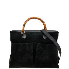 グッチ バンブー トートバッグ ショルダーバッグ 2WAY 002.2855.0322.0 ブラック スウェード レザー レディース GUCCI 【中古】