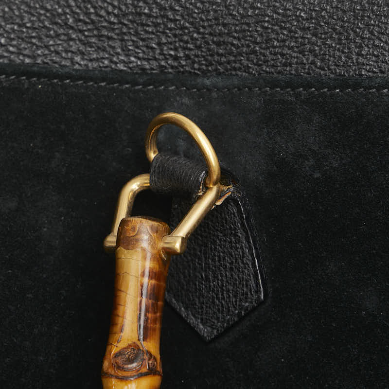 グッチ バンブー トートバッグ ショルダーバッグ 2WAY 002.2855.0322.0 ブラック スウェード レザー レディース GUCCI 【中古】