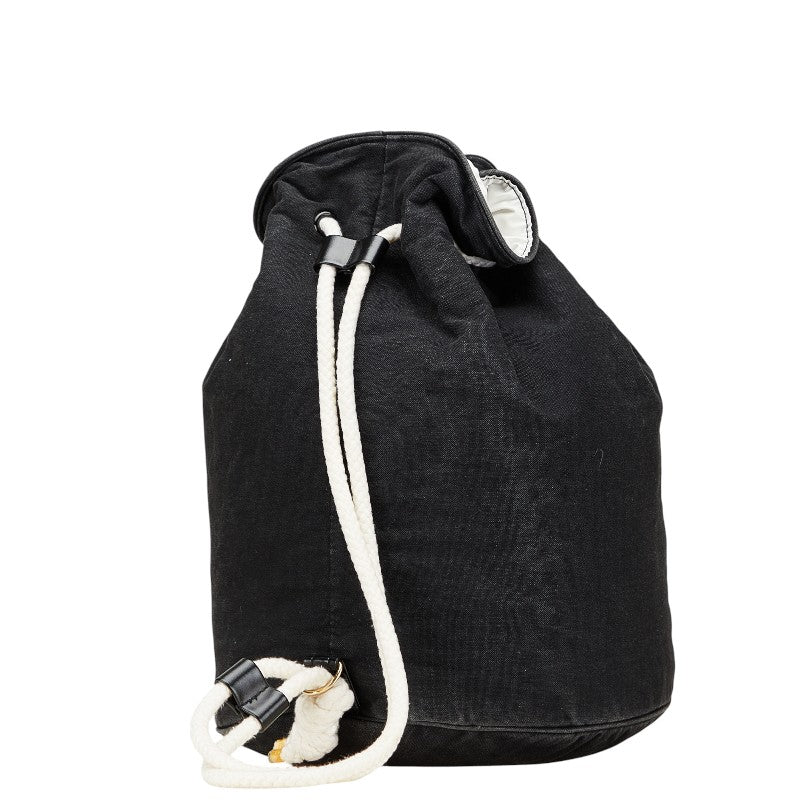 シャネル ノベルティ ロゴプリント プールバッグ ワンショルダーバッグ ブラック ホワイト キャンバス レディース CHANEL 【中古】