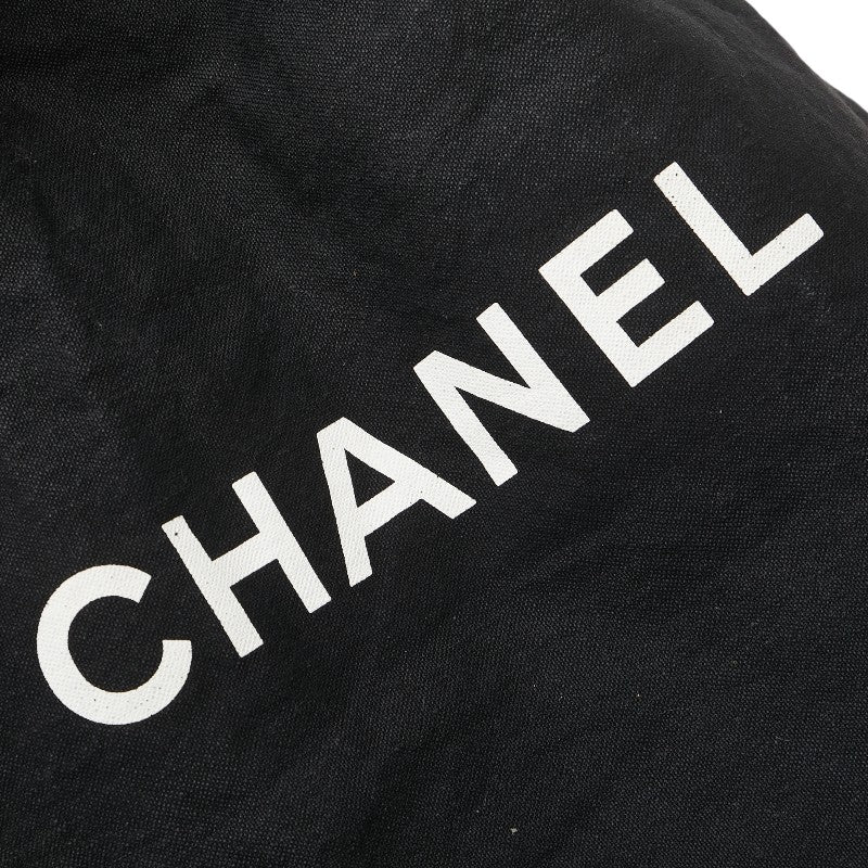 シャネル ノベルティ ロゴプリント プールバッグ ワンショルダーバッグ ブラック ホワイト キャンバス レディース CHANEL 【中古】