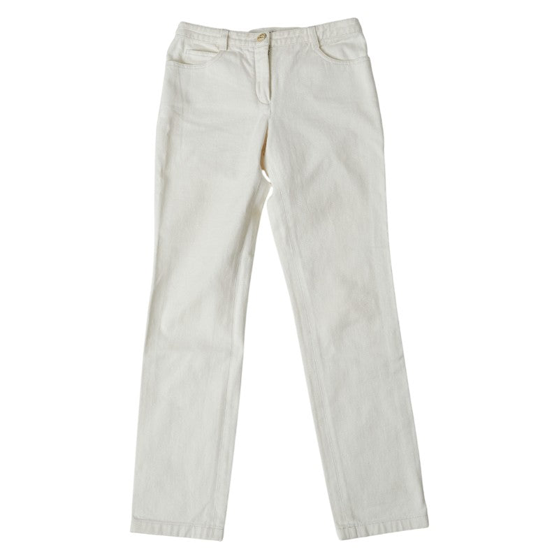 シャネル 5ポケット ジーンズ デニムパンツ サイズ:34 P22104V13234 ホワイト コットン レディース CHANEL 【中古】
