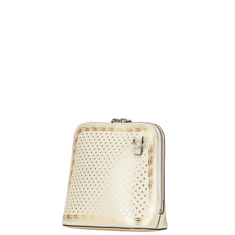 グッチ × SEGA GUCCY プリント 斜め掛け ショルダーバッグ 511189 ホワイト ゴールド レザー レディース GUCCI 【中古】