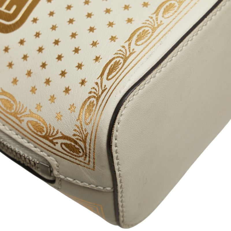 グッチ × SEGA GUCCY プリント 斜め掛け ショルダーバッグ 511189 ホワイト ゴールド レザー レディース GUCCI 【中古】