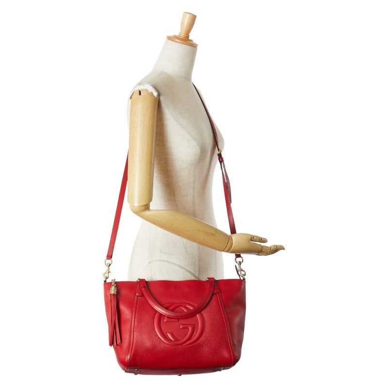 グッチ ソーホー ハンドバッグ ショルダーバッグ 2WAY レッド レザー レディース GUCCI 【中古】