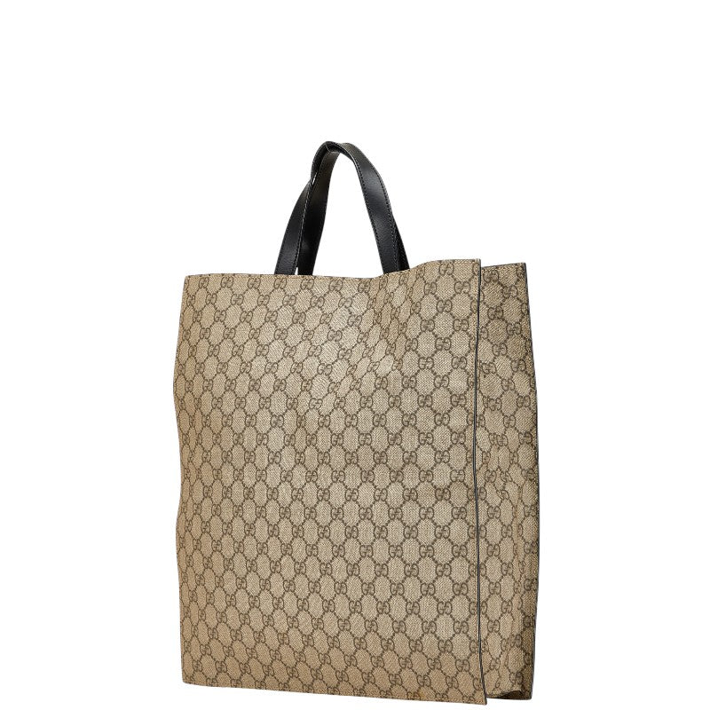 グッチ GGスプリーム トートバッグ ショルダーバッグ 2WAY 456217 ベージュ ブラック PVC レザー レディース GUCCI 【中古】
