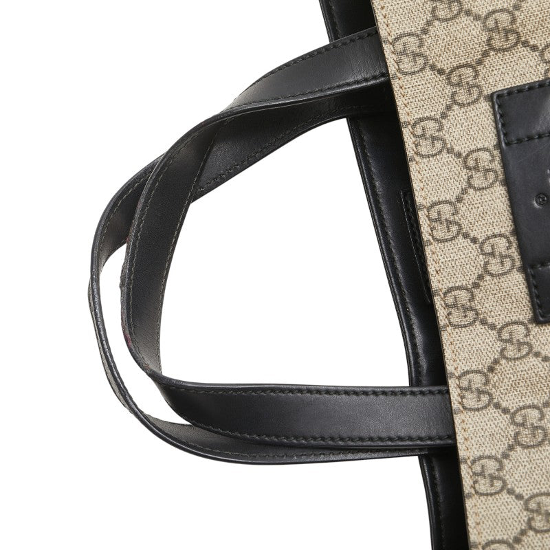 グッチ GGスプリーム トートバッグ ショルダーバッグ 2WAY 456217 ベージュ ブラック PVC レザー レディース GUCCI 【中古】