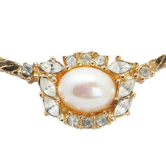 ディオール ネックレス ゴールド メッキ ラインストーン フェイクパール レディース Dior 【中古】