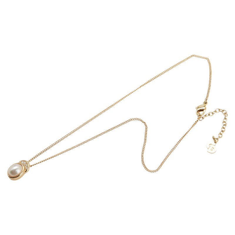 ディオール パール ラインストーン ネックレス ゴールド メッキ レディース Dior 【中古】