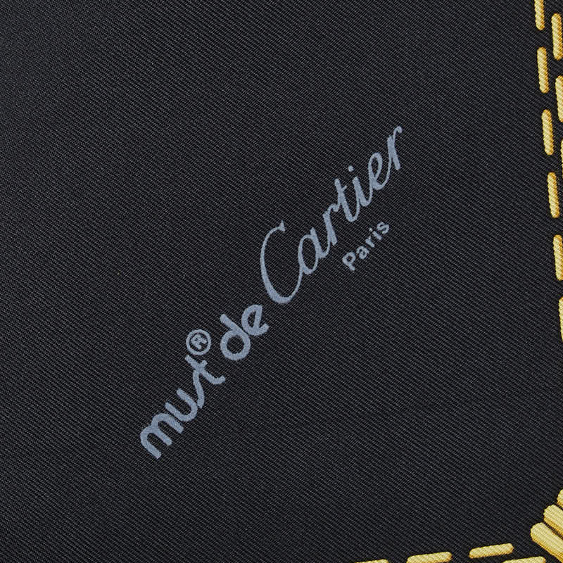 カルティエ スカーフ ブラック マルチカラー シルク レディース CARTIER 【中古】