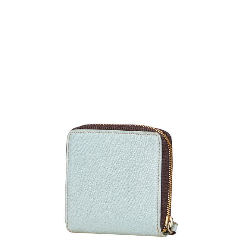 ロエベ アナグラムロゴ コインケース ラウンドファスナー ブルー ブラウン レザー レディース LOEWE 【中古】