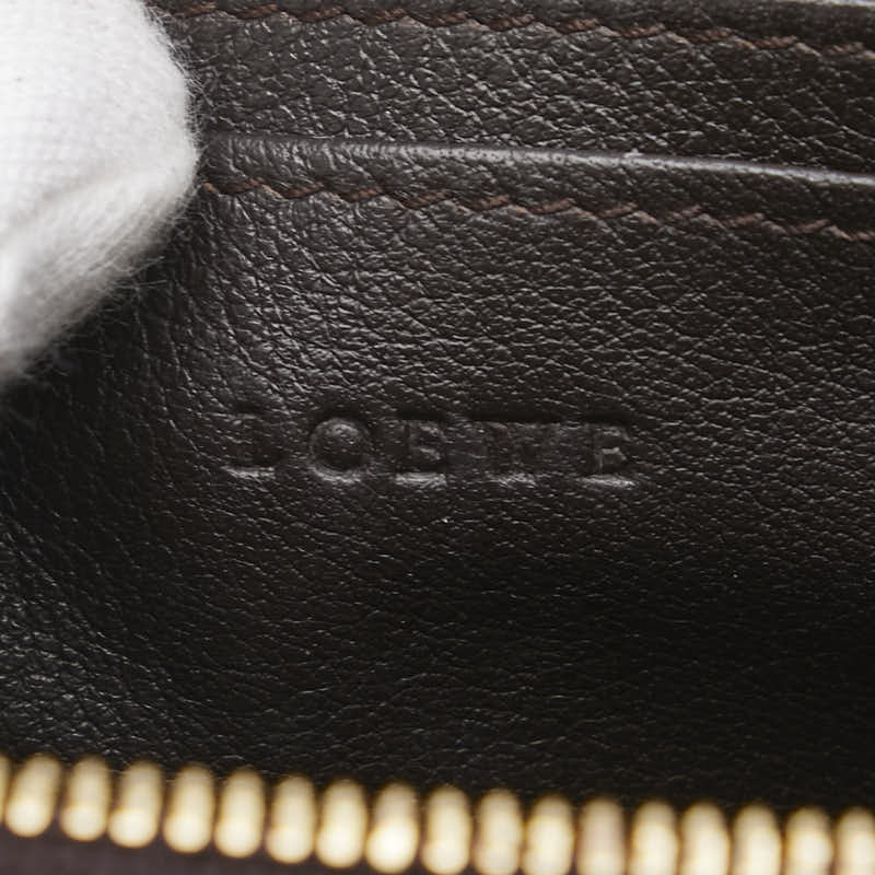 ロエベ アナグラムロゴ コインケース ラウンドファスナー ブルー ブラウン レザー レディース LOEWE 【中古】