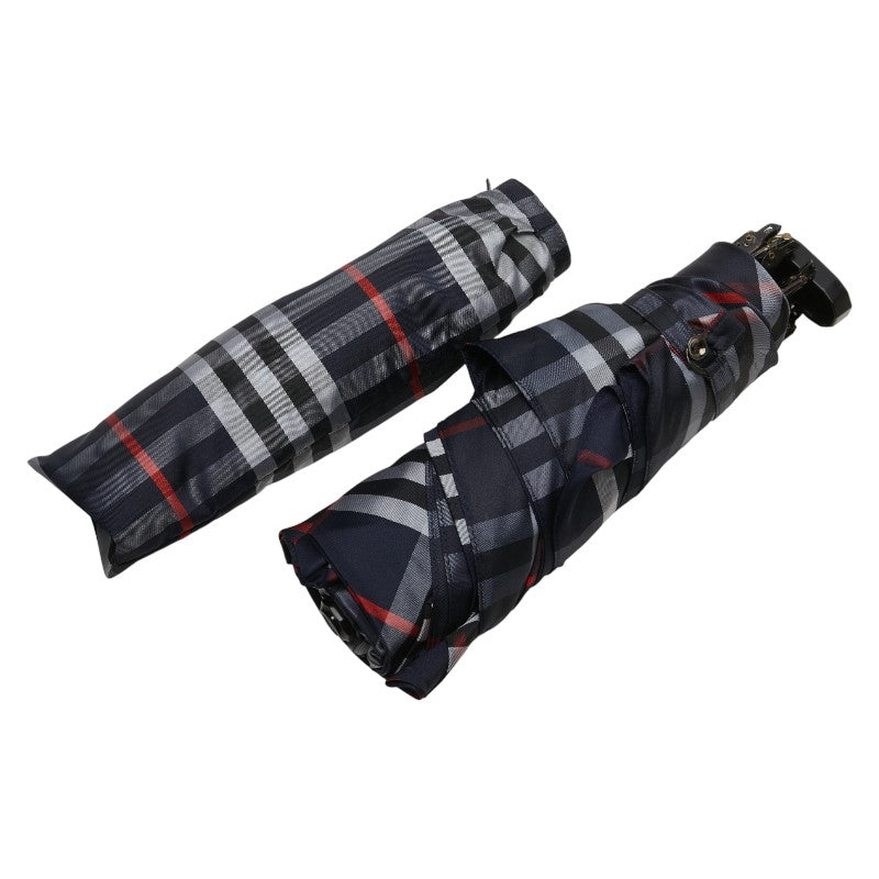 バーバリー チェック 折りたたみ傘 雨傘 ネイビー マルチカラー ナイロン レディース BURBERRY 【中古】