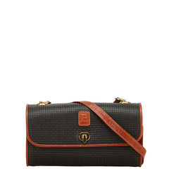 バリー Bロゴ 斜め掛け ショルダーバッグ ブラック ブラウン PVC レザー レディース BALLY 【中古】