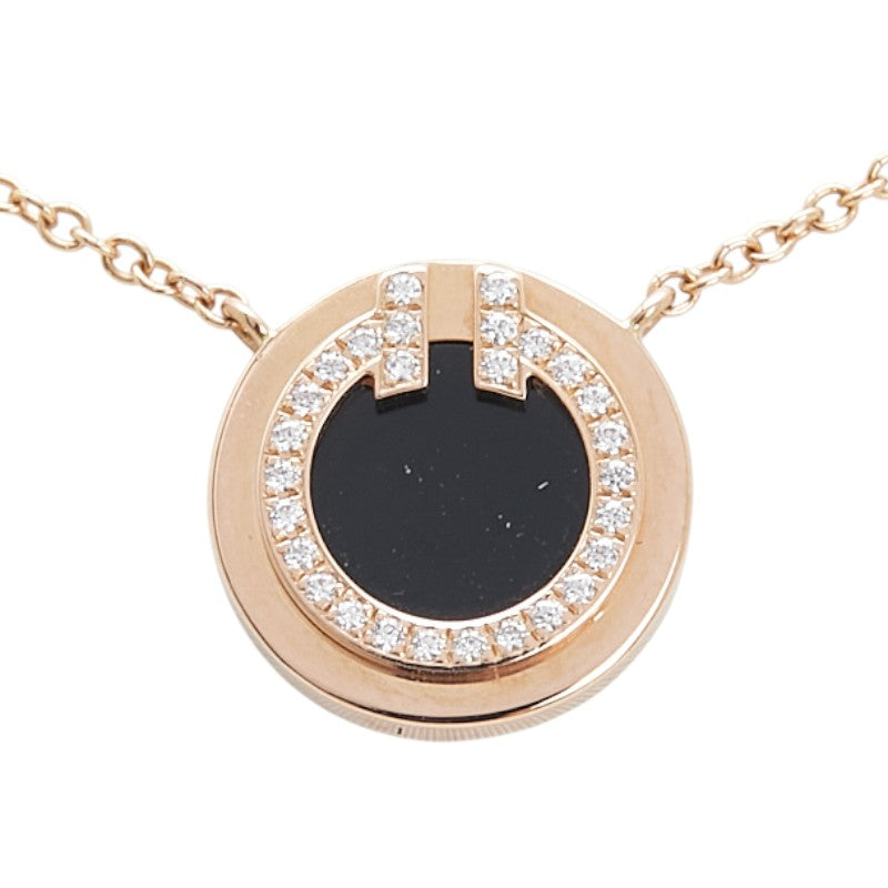 ティファニー T TWO サークル ネックレス ゴールド ブラック K18PG ピンクゴールド オニキス レディース TIFFANY&Co. 【中古】