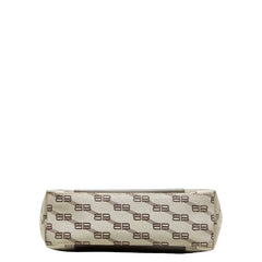 バレンシアガ BBロゴ ハンドバッグ トートバッグ ベージュ ブラウン キャンバス レザー レディース BALENCIAGA 【中古】